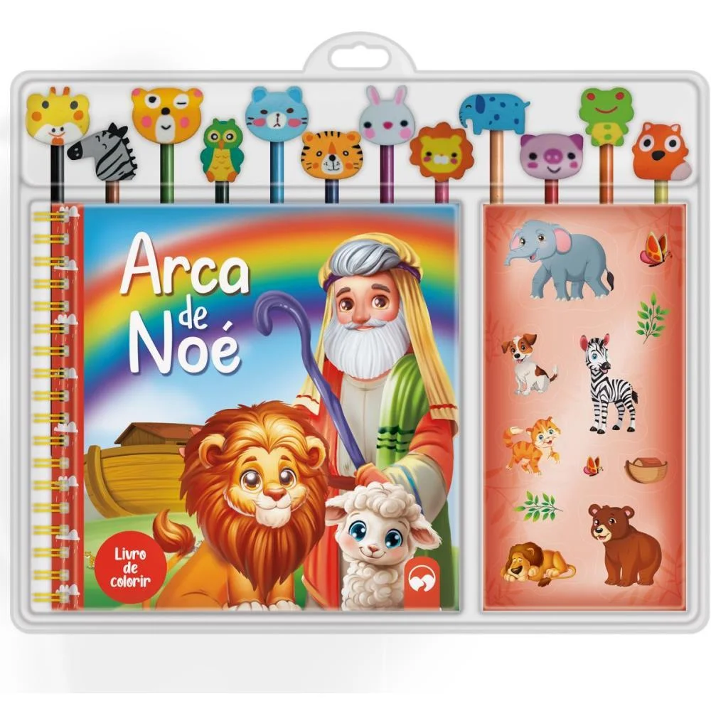 Livro Brinquedo Ilustrado Kit Lapis+Borracha Arca De Noe Vale Das Letras - imagem 3