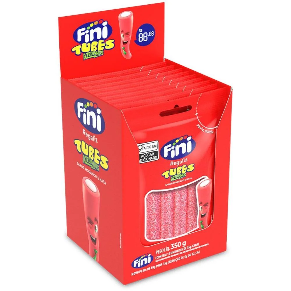 Doce Tubes Morango Citrico 35G Fini (Dp.c/10) - imagem 3