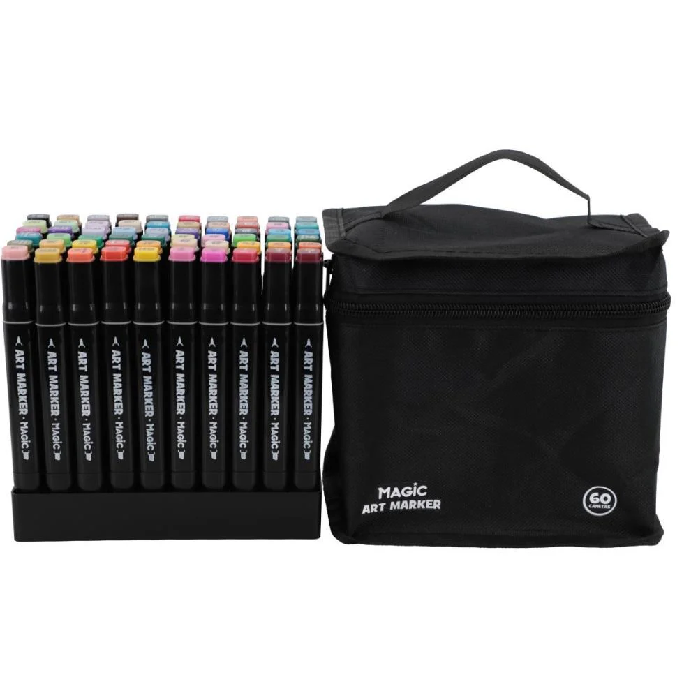 Marcador Artistico Art Marker 60 Cores C/Bolsa Magic Kids (Unidade) - imagem 2