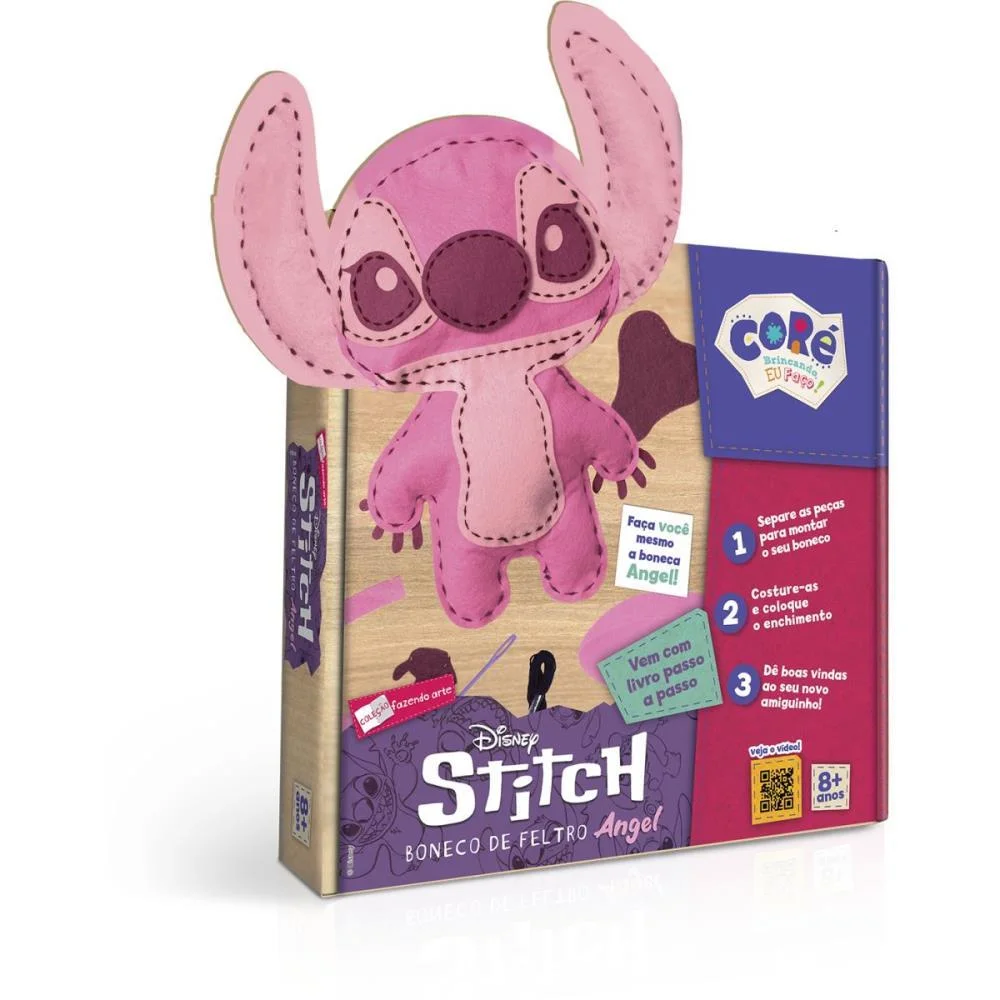 Livro Brinquedo Ilustrado Stitch Boneco De Feltro Rosa Toyster (Unidade) - imagem 2
