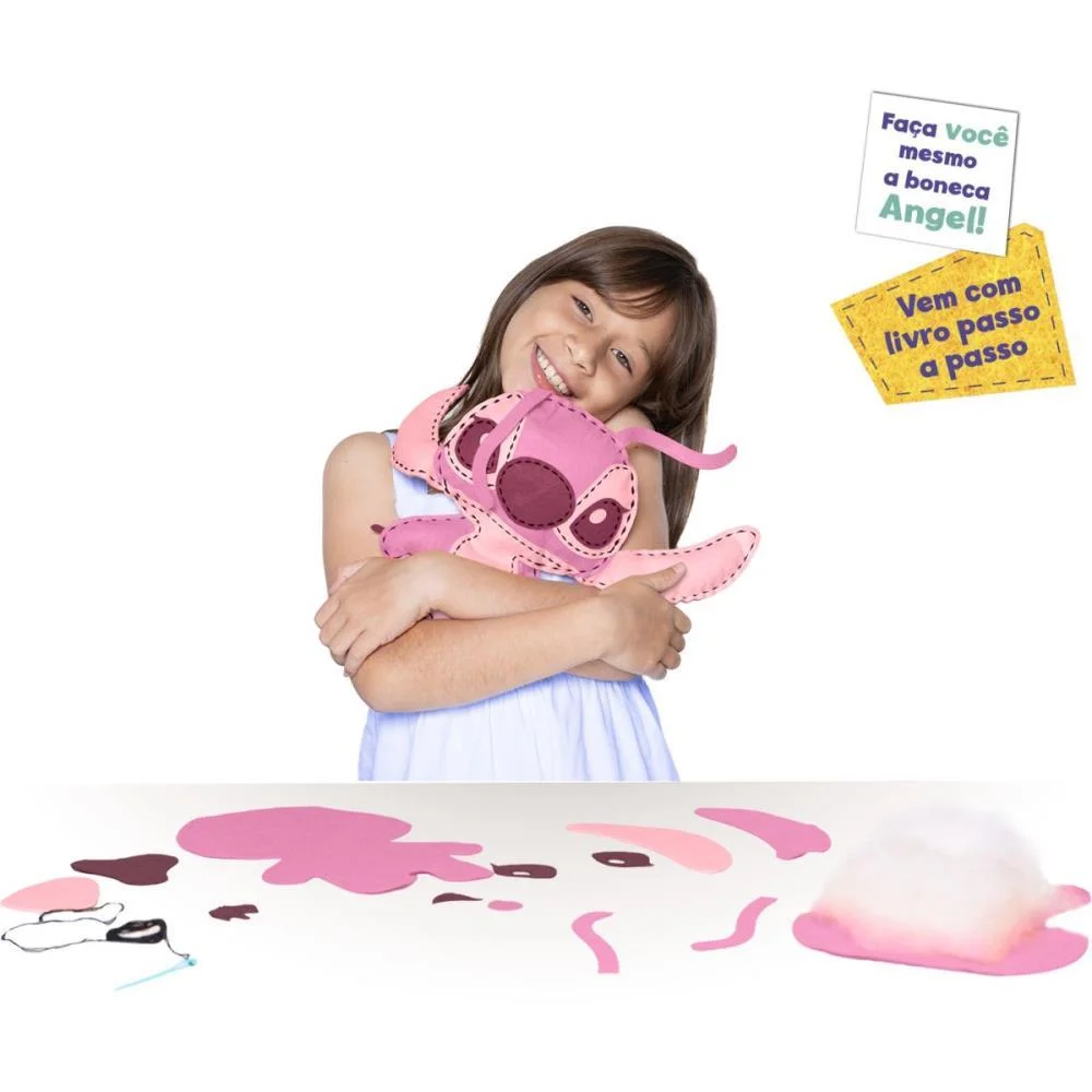 Livro Brinquedo Ilustrado Stitch Boneco De Feltro Rosa Toyster (Unidade) - imagem 3