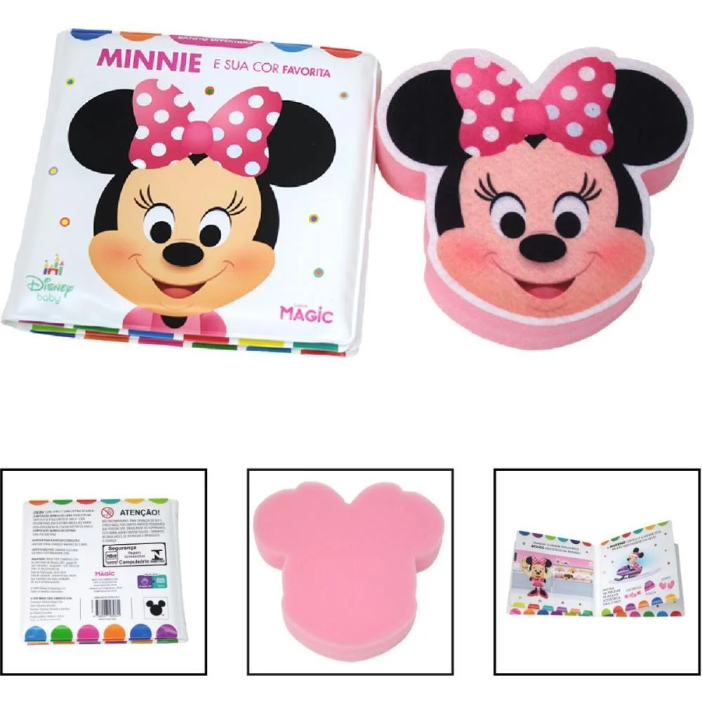 Livro Para Banho Minnie C/Esponja 14X14Cm Magic Kids - imagem 3