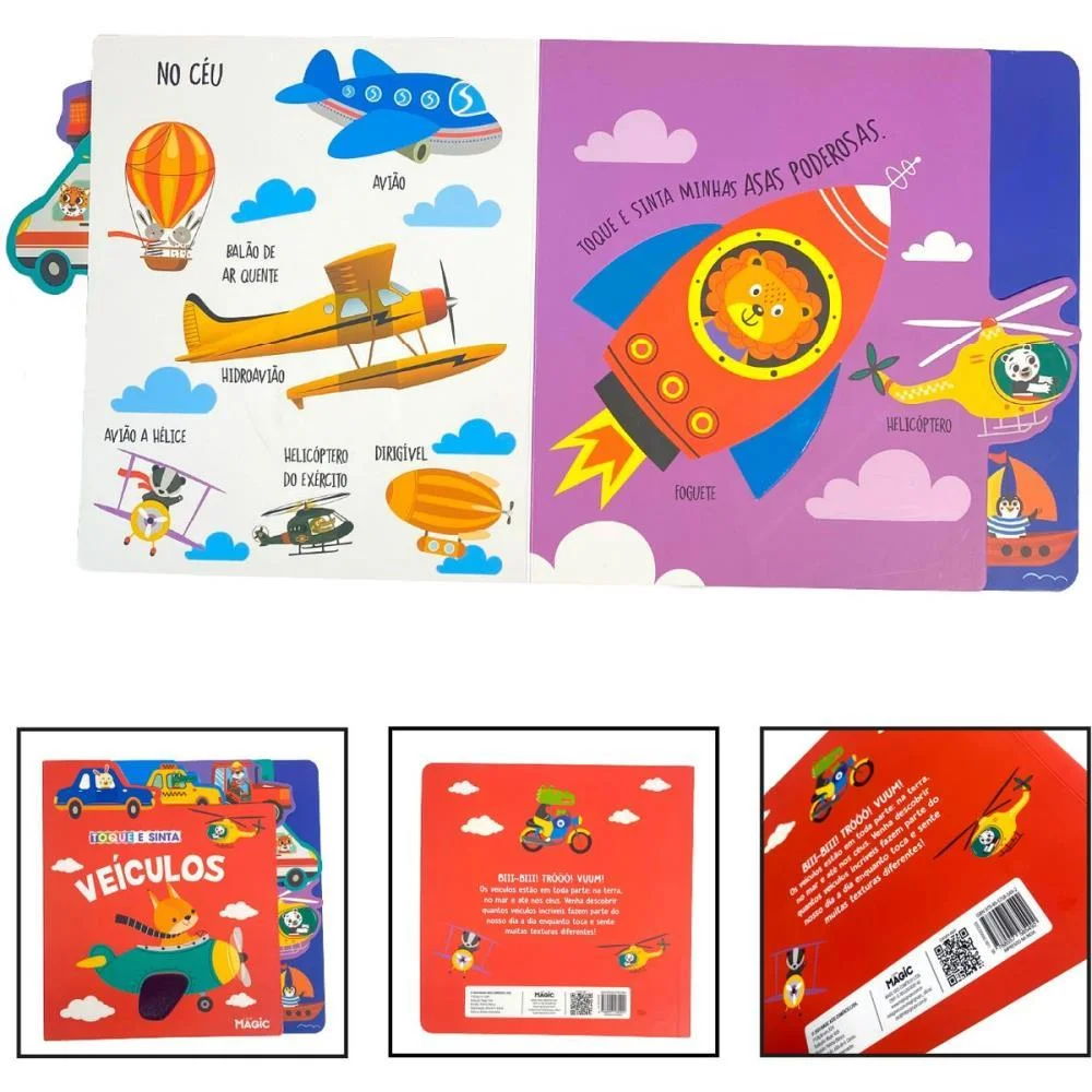 Livro Infantil Ilustrado Toque E Sinta Veiculos 10Pgs Magic Kids (Unidade) - imagem 3