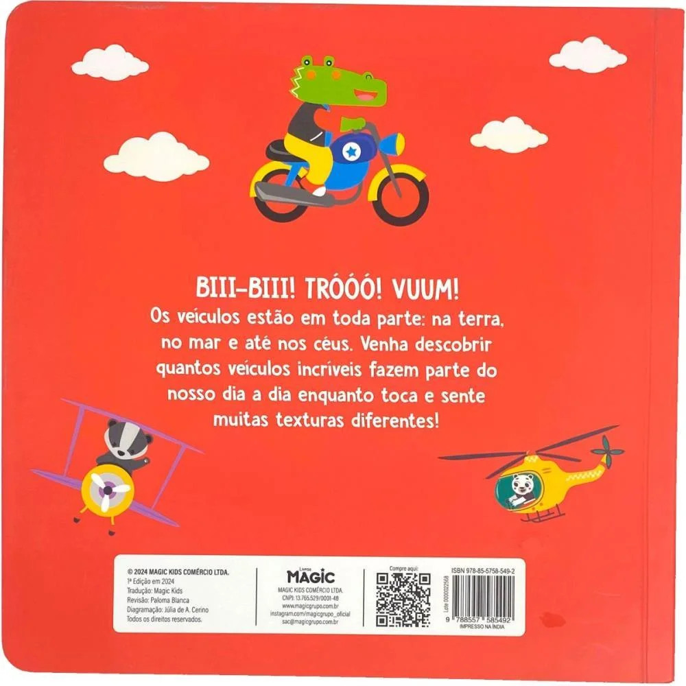 Livro Infantil Ilustrado Toque E Sinta Veiculos 10Pgs Magic Kids (Unidade) - imagem 4