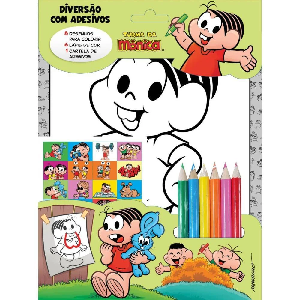 Livro Infantil Colorir Turma Da Monica C/Adesivos Online Editora (Unidade) - imagem 2