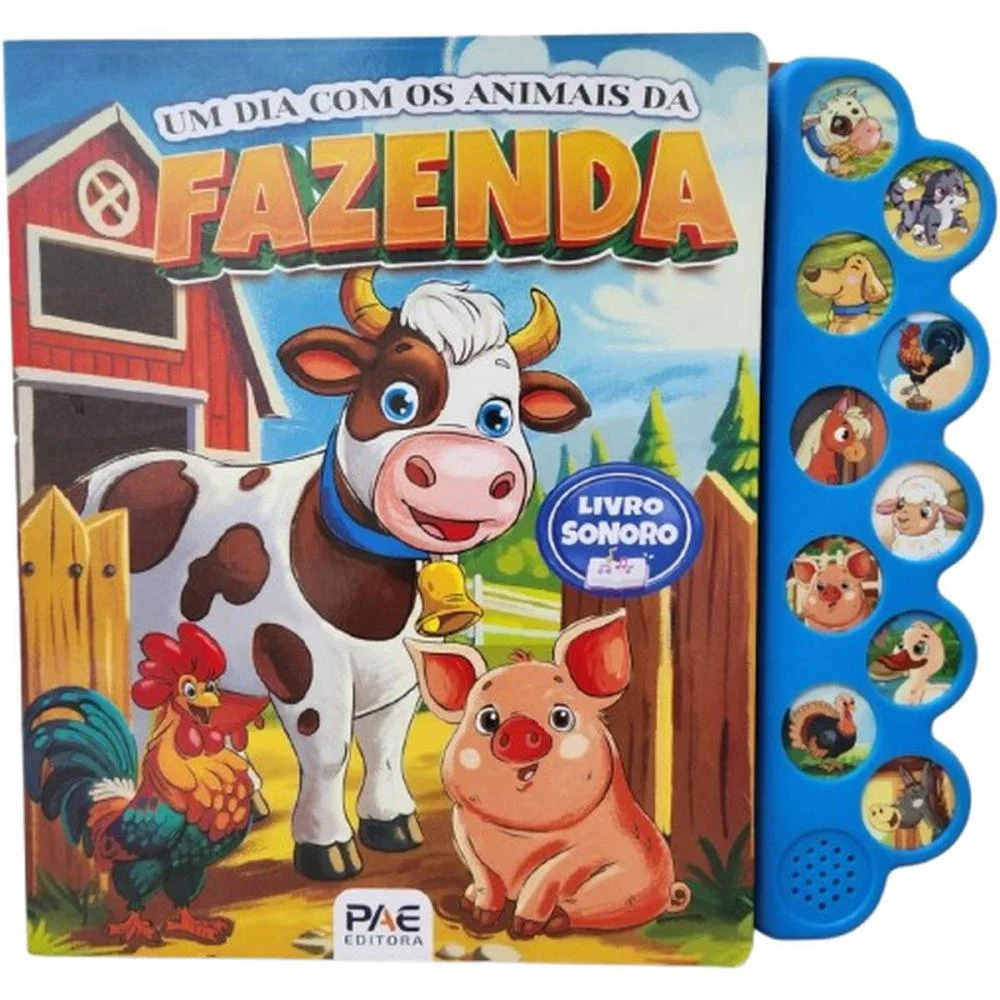 Livro Sonoro Animais Fazenda 28,5X26,7 10P Pae Editora - imagem 3