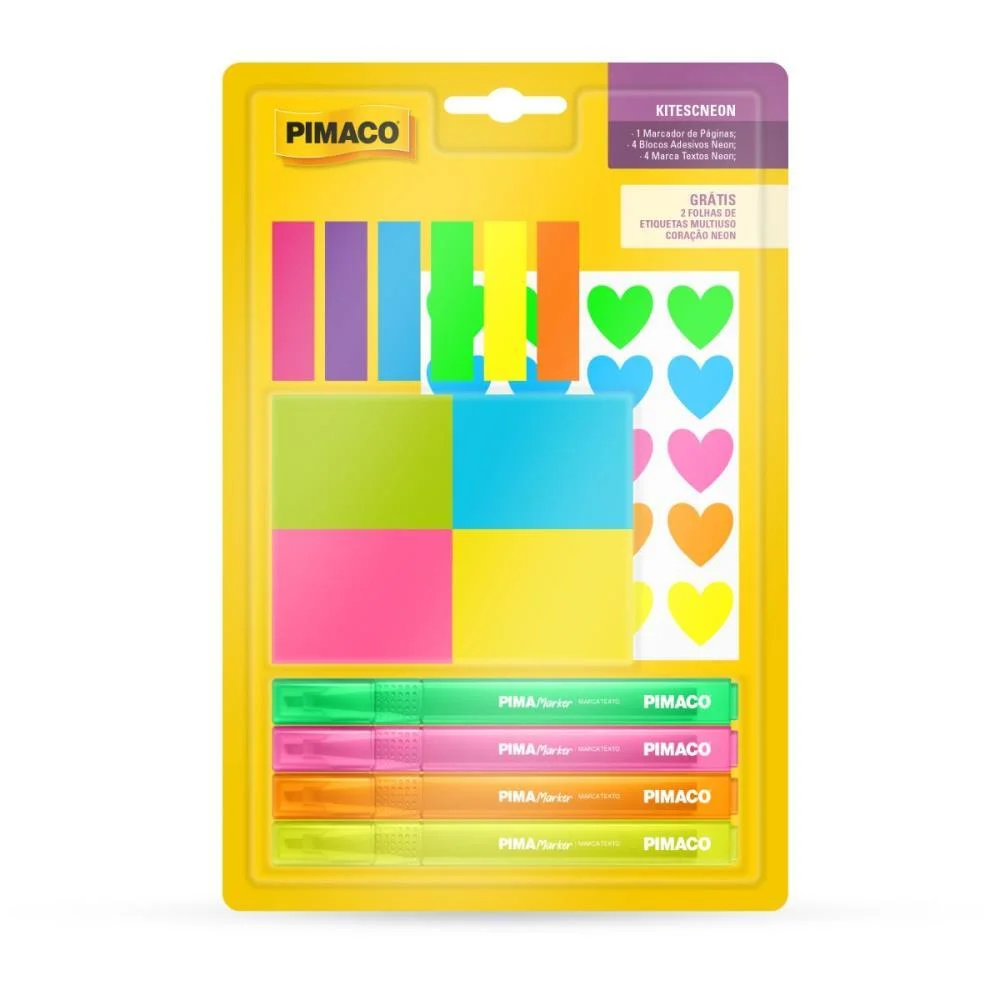 Kit Escolar Neon Marc/Blo/Marc.t+Etiqu Pimaco (Kit) - imagem 2