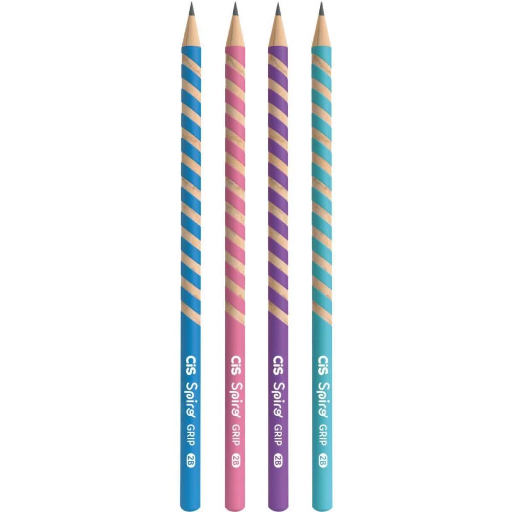 Lapis Preto Redondo Decorado Cis Spiro Grip 4 Cores (S) Sertic (Pote-48) - imagem 3