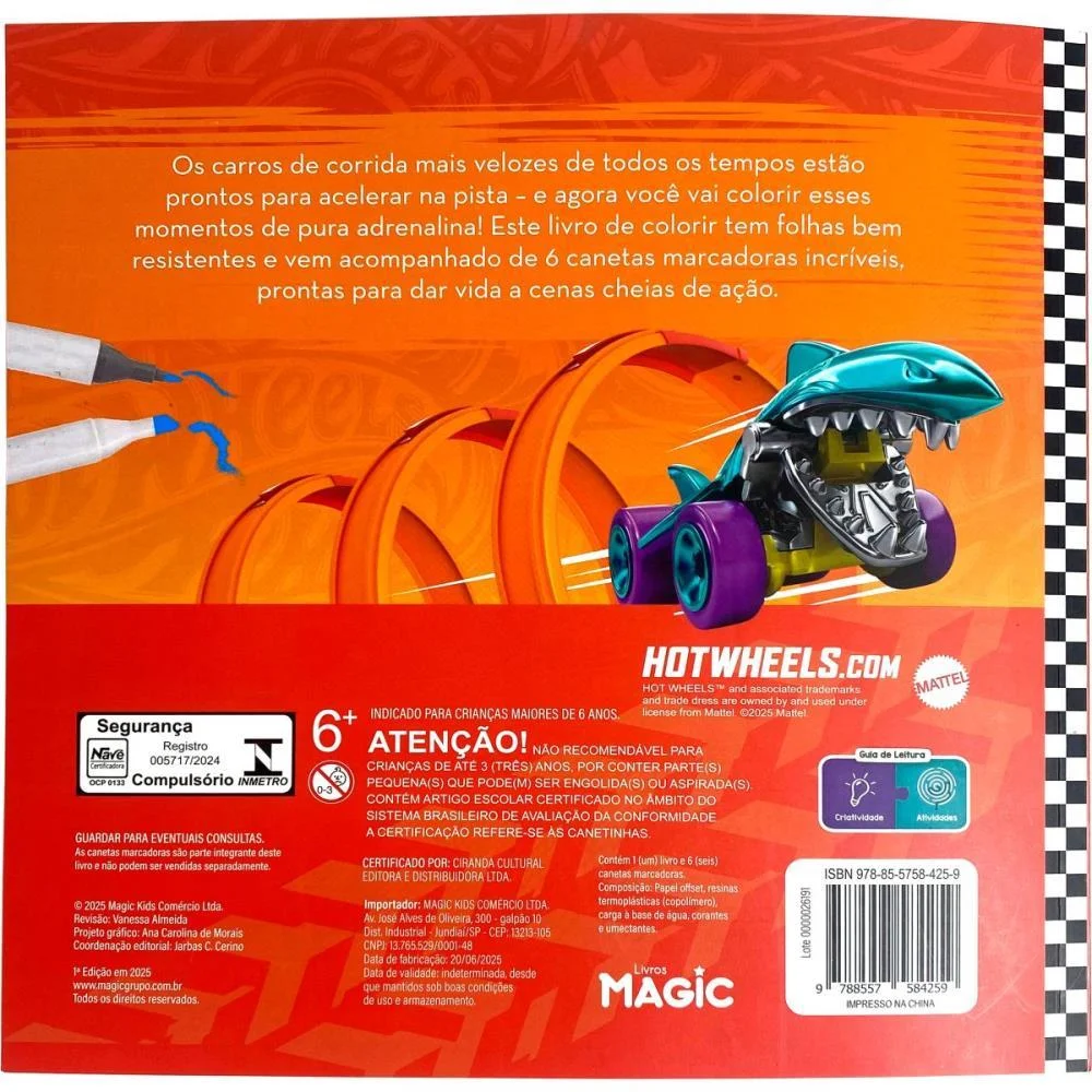 Livro De Colorir Hot Wheels C/6Canetinhas Magic Kids (Unidade) - imagem 4