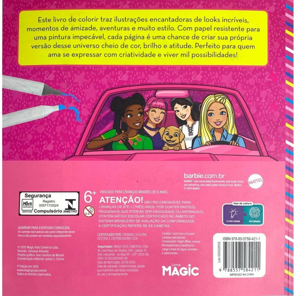 Livro De Colorir Barbie C/6Canetinhas Magic Kids (Unidade) - imagem 4