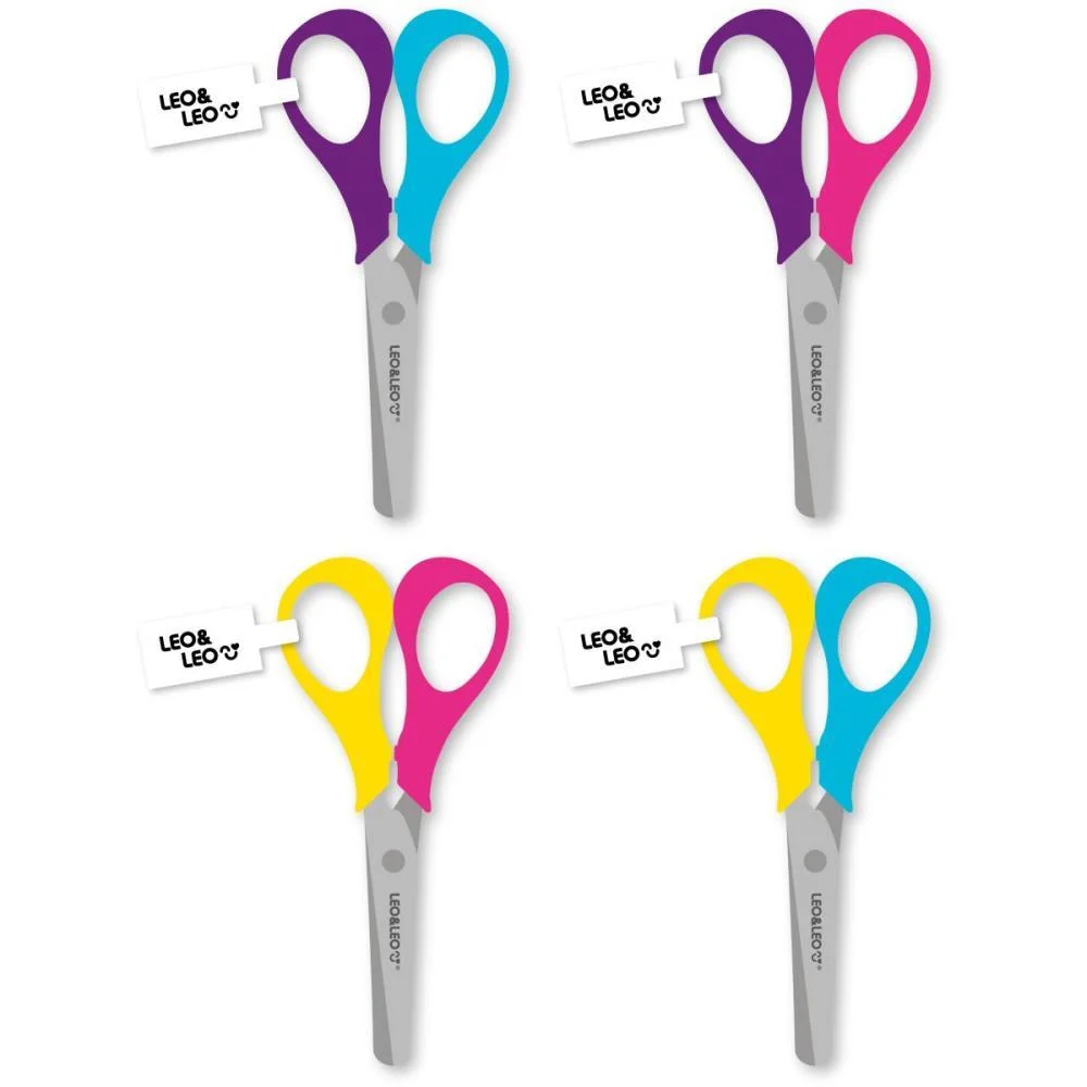 Tesoura Escolar Duo Color S/Ponta 4 Cores Leonora (Dp.c/12) - imagem 3