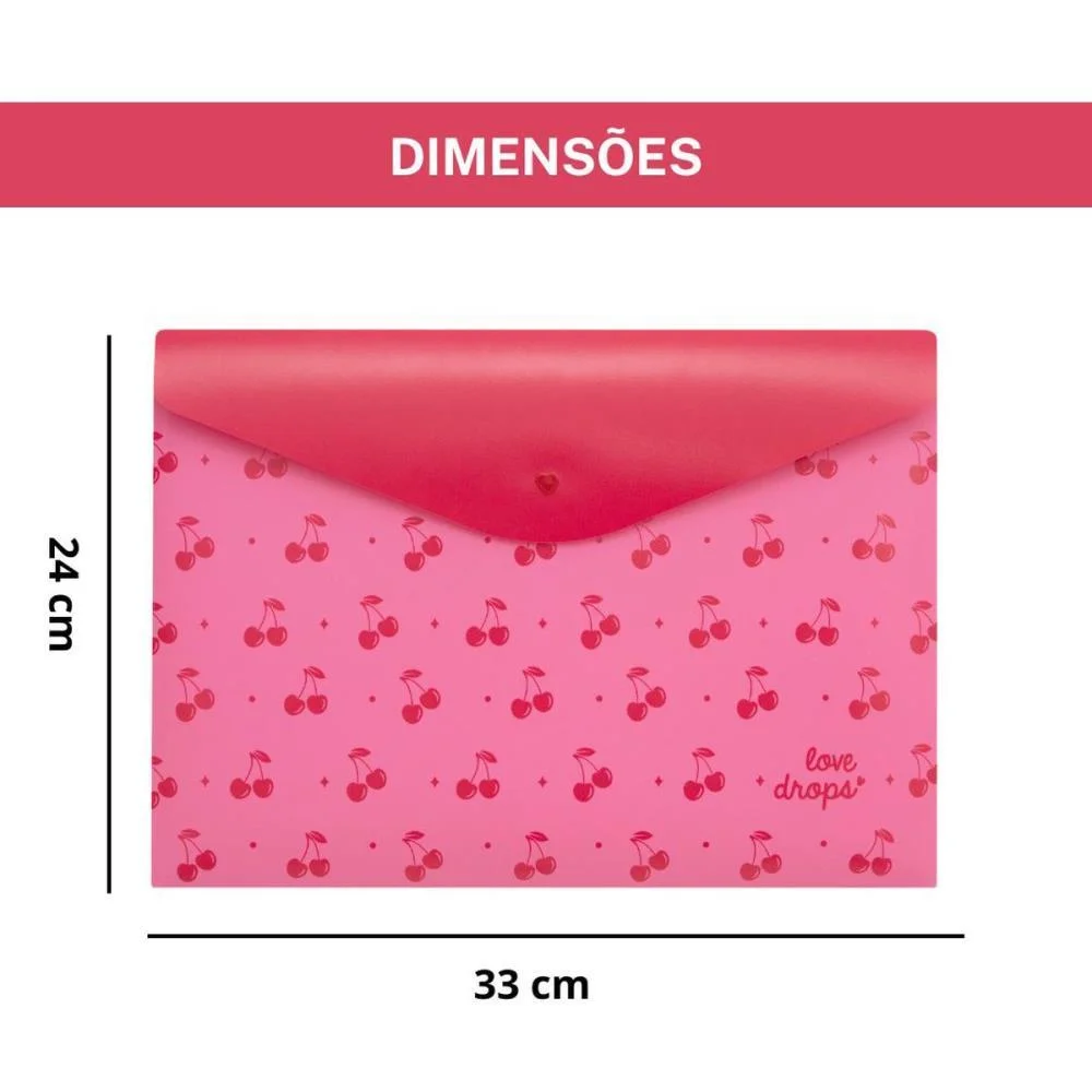 Pasta Envelope A4 Cereja C/Botao Polibras (Pct.c/05) - imagem 3