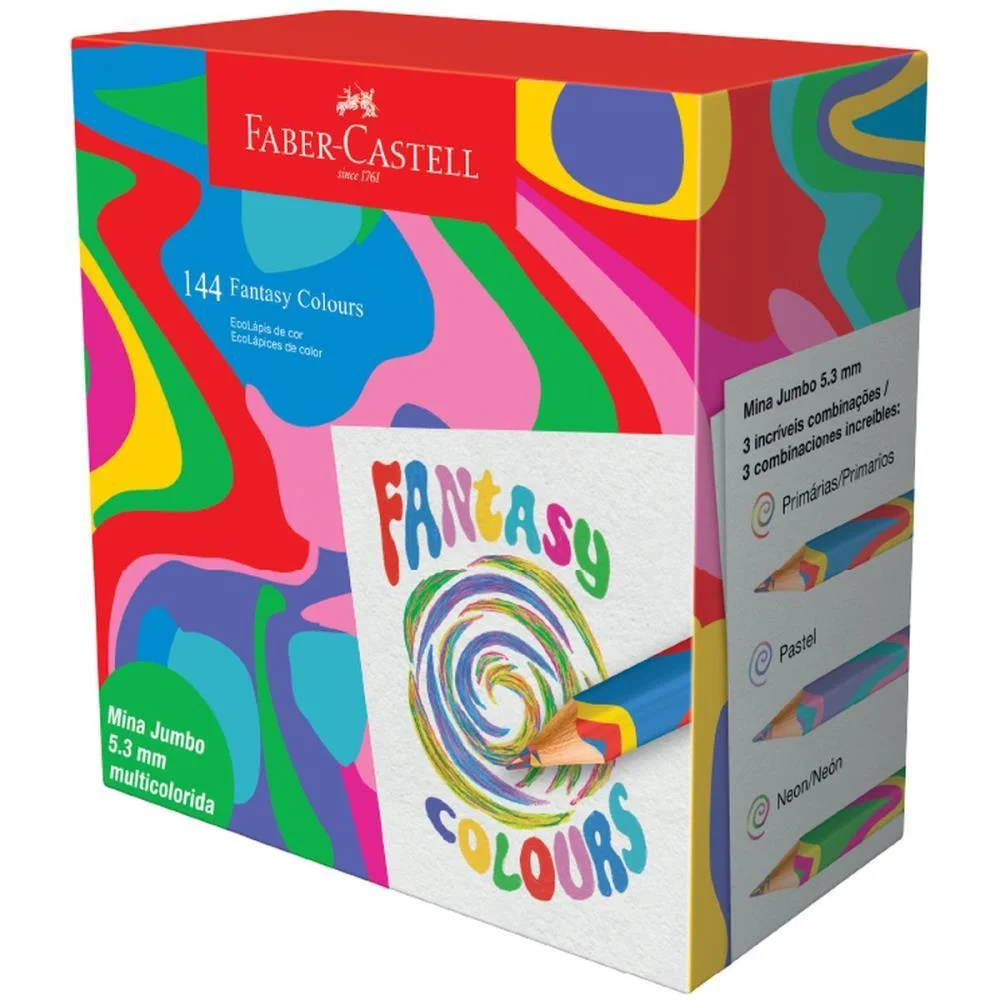 Lapis De Cor Jumbo Fantasy Colours 3 Modelos Faber-Castell (Dp.c/144) - imagem 3