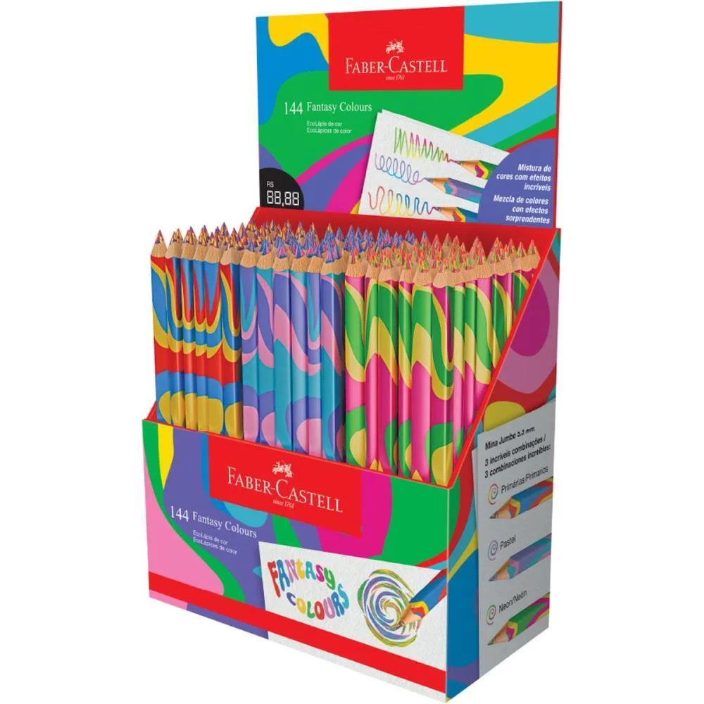 Lapis De Cor Jumbo Fantasy Colours 3 Modelos Faber-Castell (Dp.c/144) - imagem 4