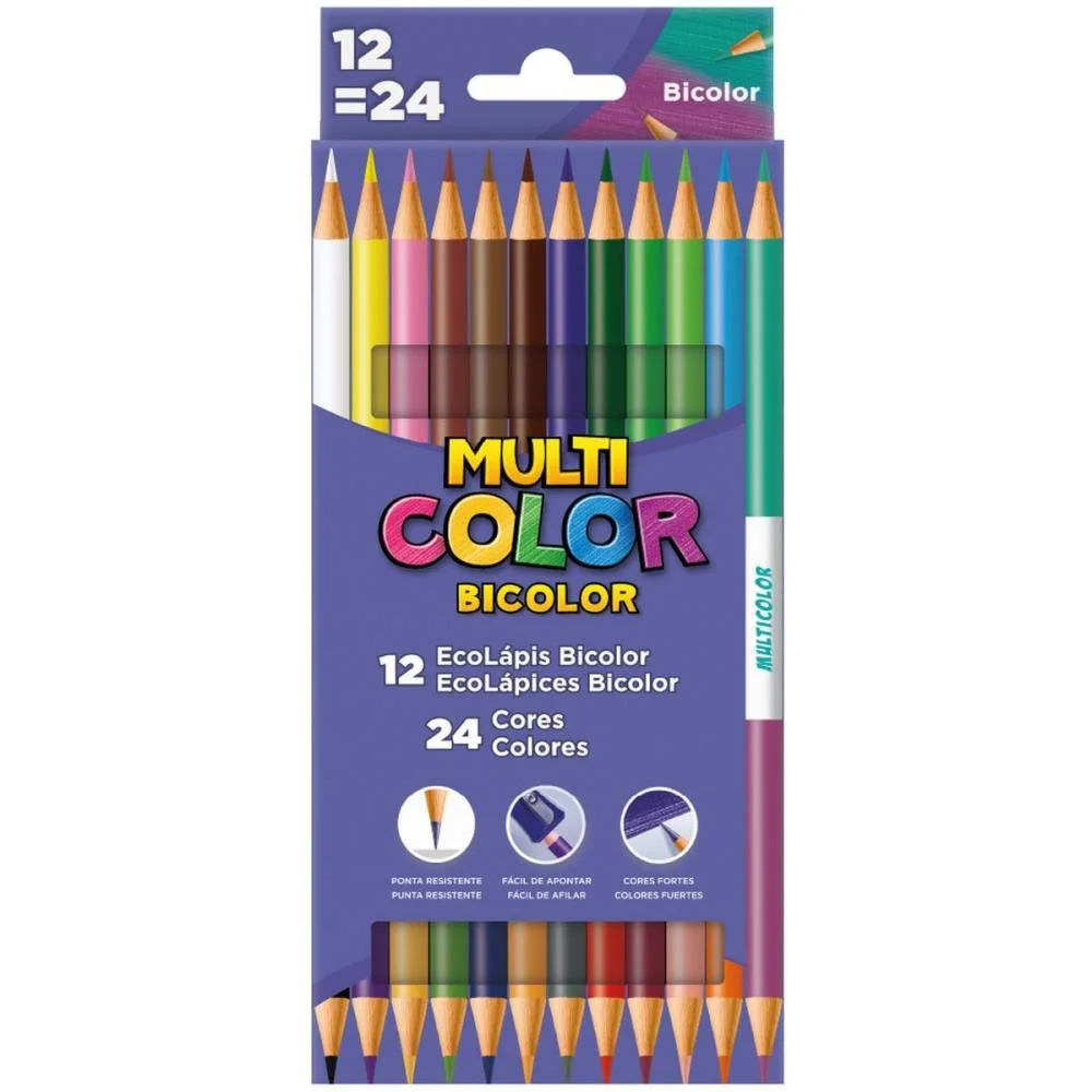 Lapis De Cor Redondo Multicolor Bicolor 12Lp24Cores Faber-Castell (Pct.c/12) - imagem 2
