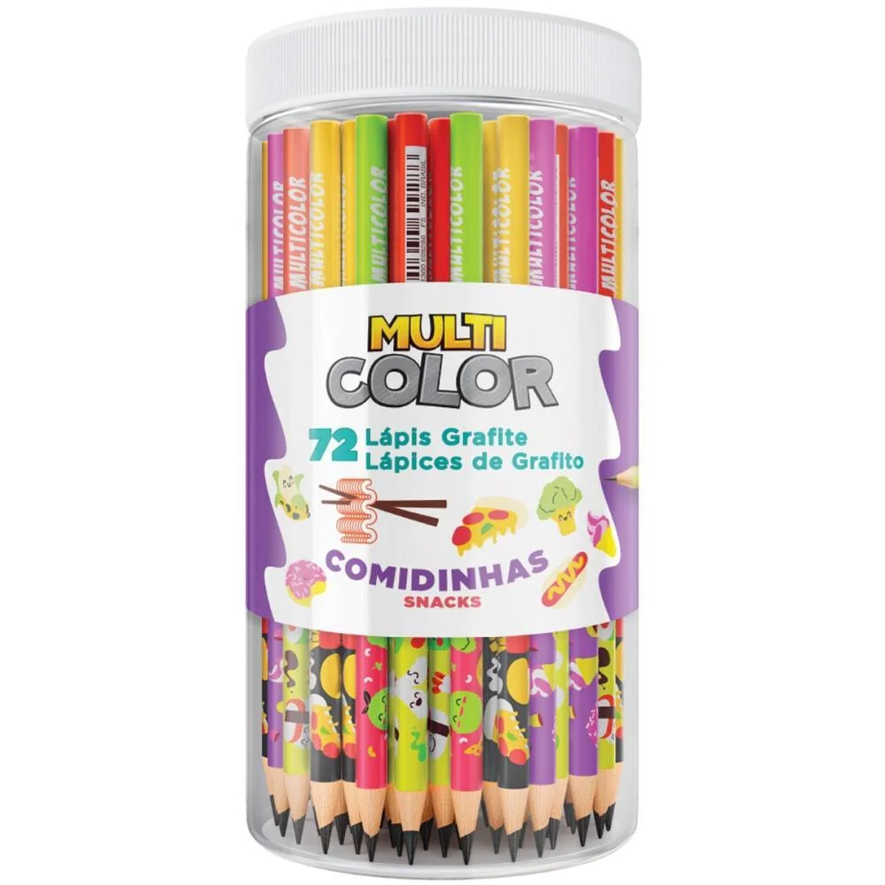 Lapis Preto Redondo Multicolor Grafite Comidinhas Faber-Castell (Pote-72) - imagem 3