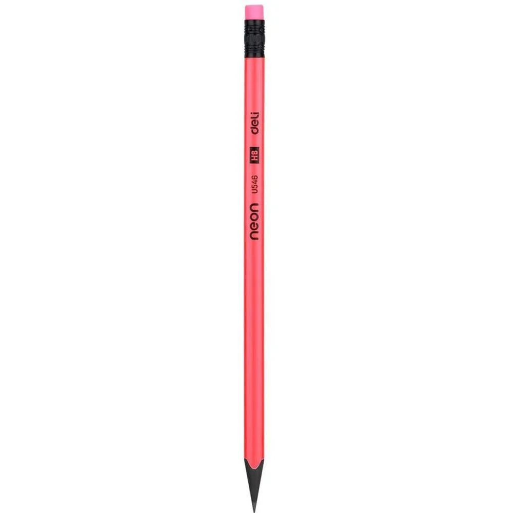 Lapis Preto Redondo Decorado Hb Triang.neon C/Borracha Wood Deli (Bl.c/12) - imagem 3
