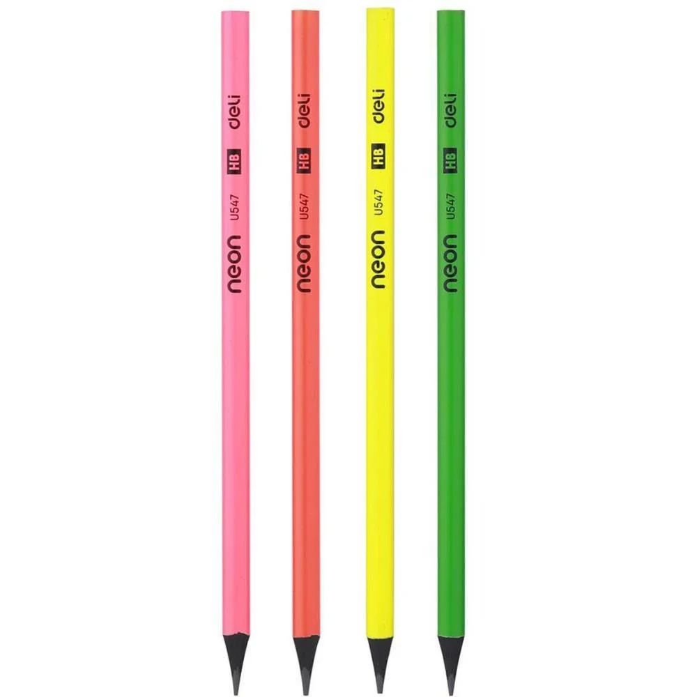 Lapis Preto Redondo Decorado Hb Neon Wood Free Deli (Bl.c/12) - imagem 4