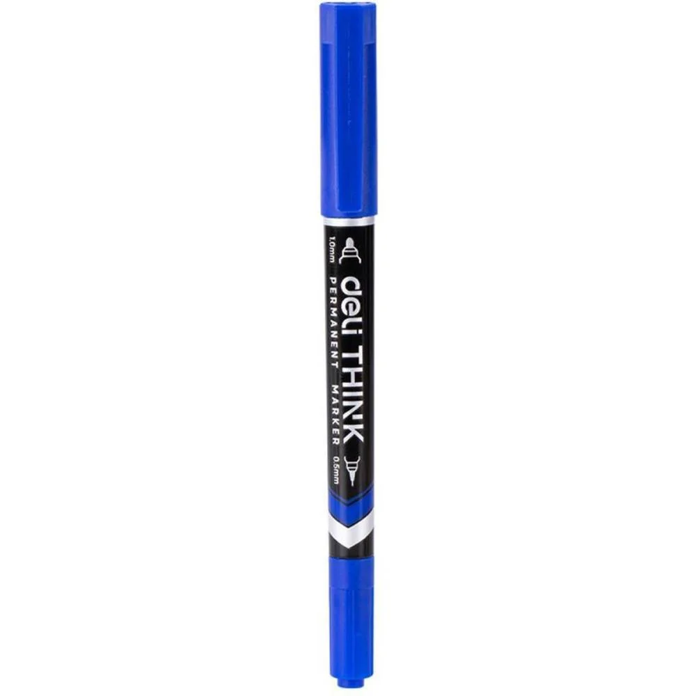Pincel Marcador Permanente Duas Pontas 0,5Mm E 1,0Mm Azul Deli (Cx.c/12) - imagem 2