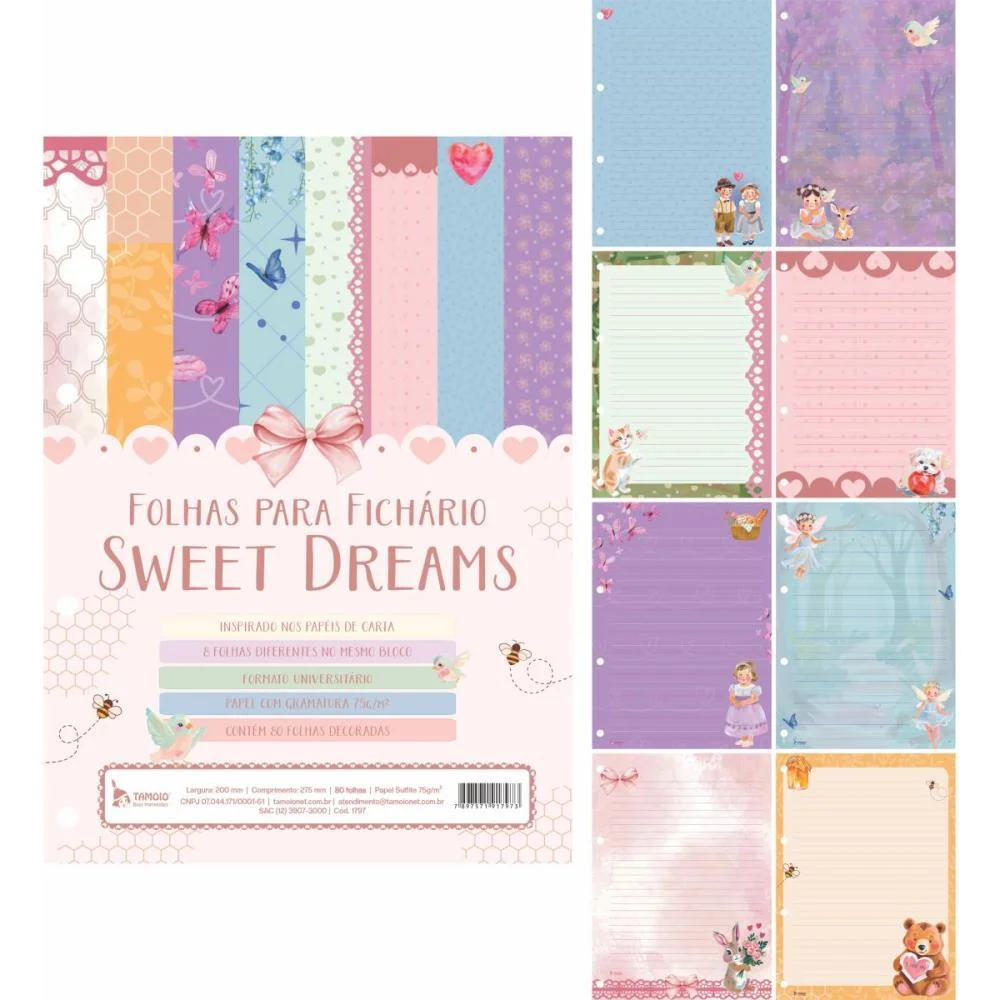 Papel De Carta Decorado Sweet Dreams Bloco 75G Tamoio (Pct.c/04) - imagem 2