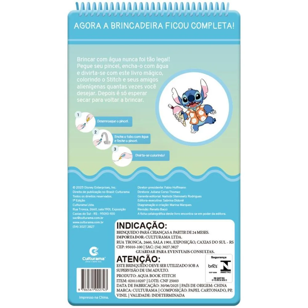 Livro Aquabook Stitch 24,5X10Cm 10Pgs Culturama (Unidade) - imagem 4