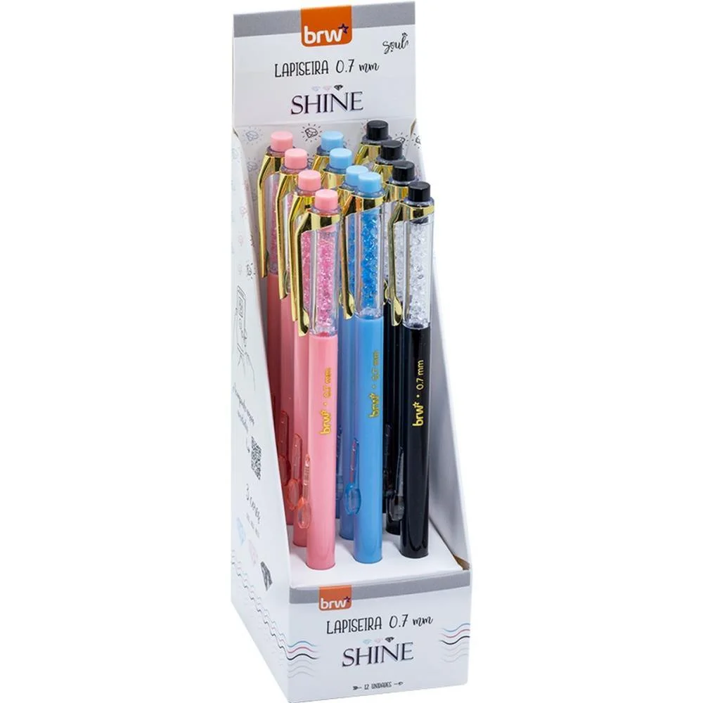 Lapiseira 0.7Mm Shine Plastica  (S) Brw (Dp.c/12) - imagem 6