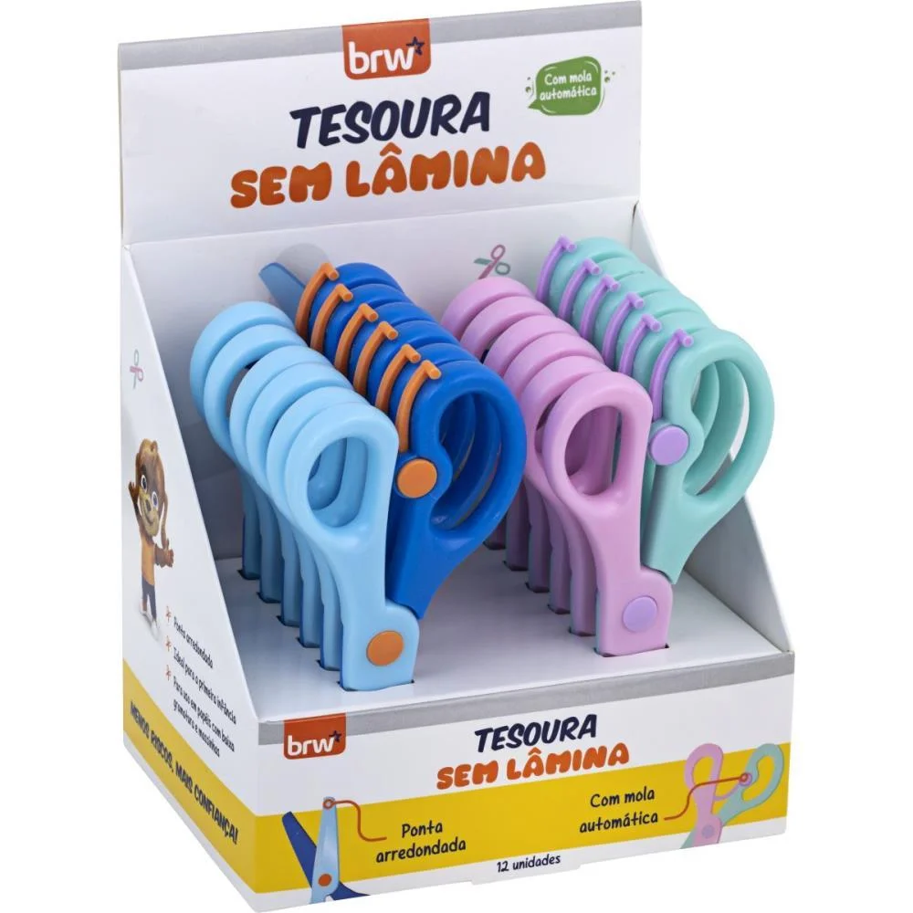 Tesoura Escolar Com Mola Sem Lamina 13Cm (S) Brw (Dp.c/12) - imagem 6