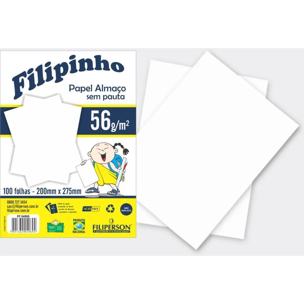 Papel Almaco Sem Pauta E Margem 200X275Mm 5 Filiperson C/ 100 Unidades - imagem 3
