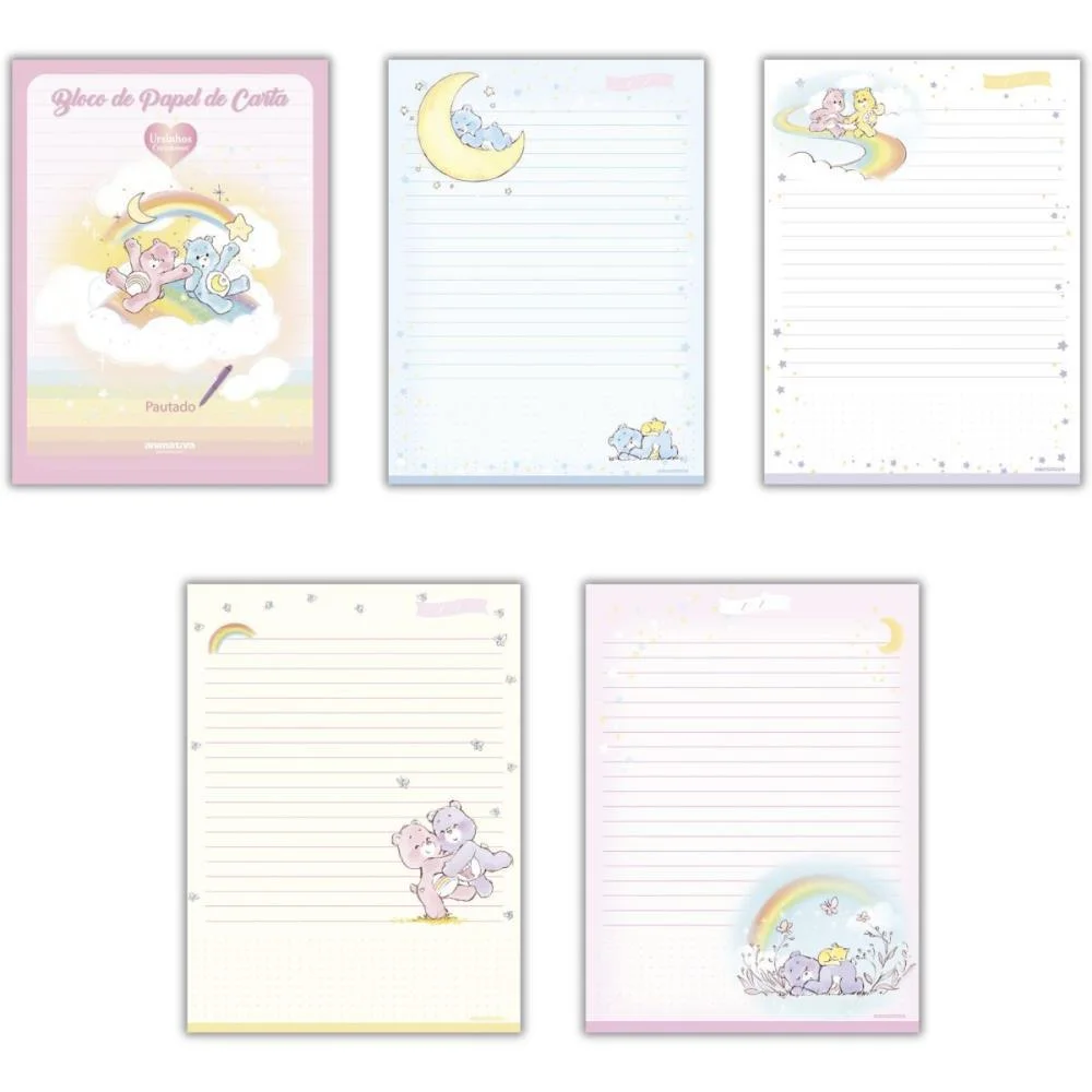 Papel De Carta Decorado Ursinhos Carinhosos Bloco 70G Animativa (Pct.c/09) - imagem 3