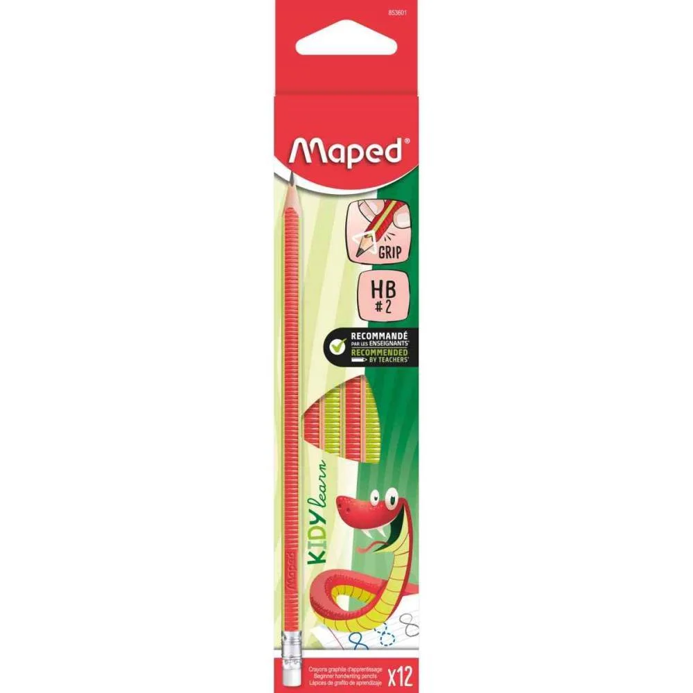 Lapis Preto Triangular Kidy Learn Grip Hb C/Borracha Maped (Bl.c/12) - imagem 3