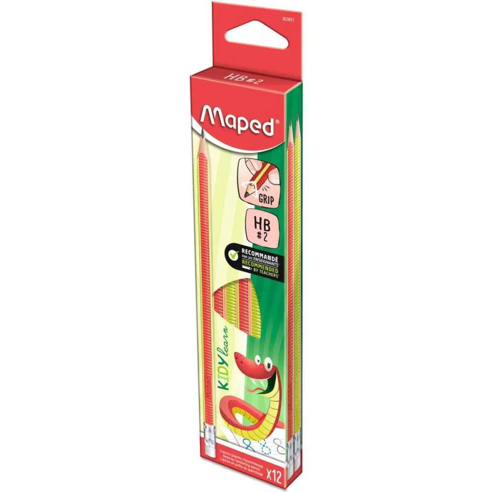 Lapis Preto Triangular Kidy Learn Grip Hb C/Borracha Maped (Bl.c/12) - imagem 6