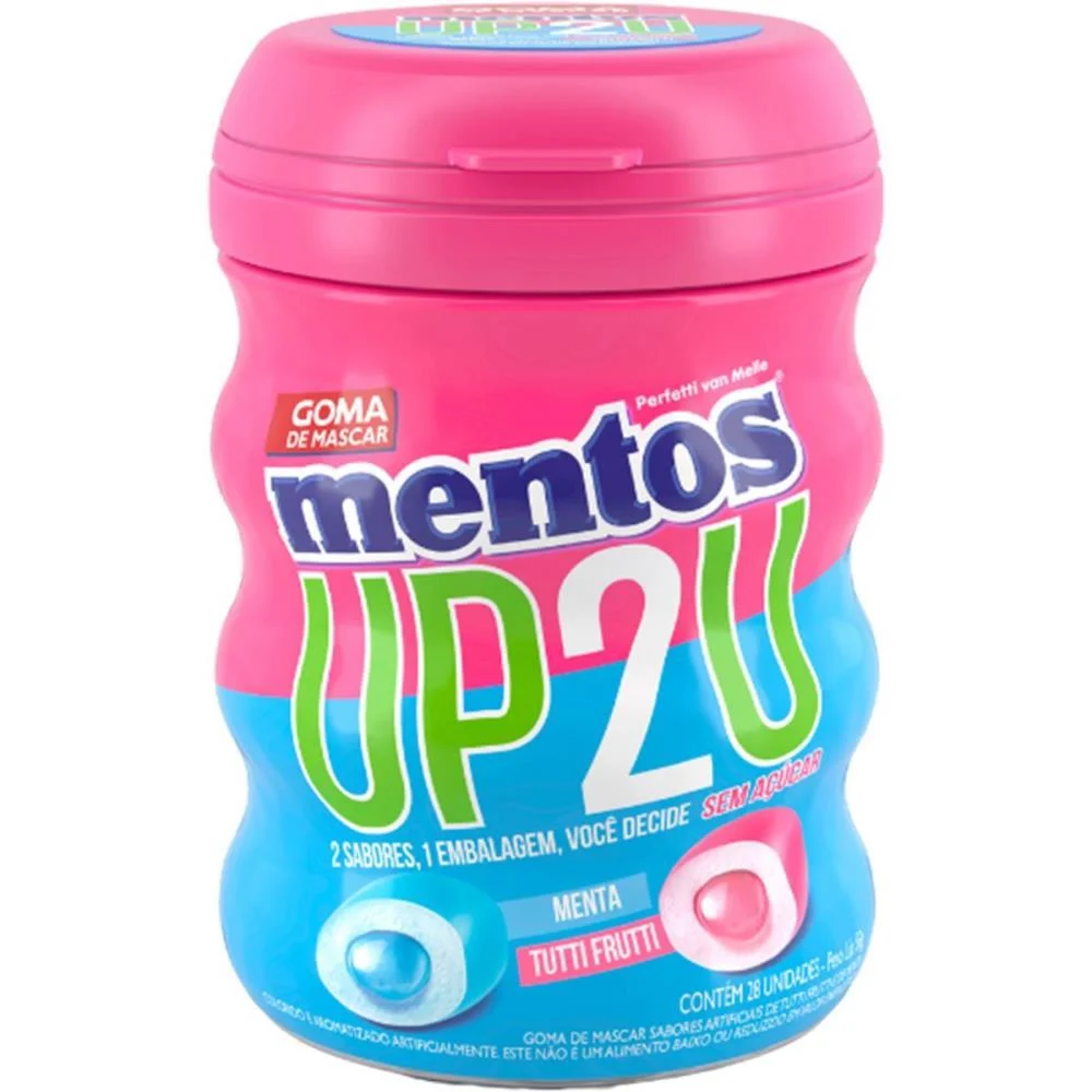 Goma De Mascar Mentos Up2U Tutti-Frutti/Menta Perfetti Van Melle C/ 6 Unidades - imagem 3