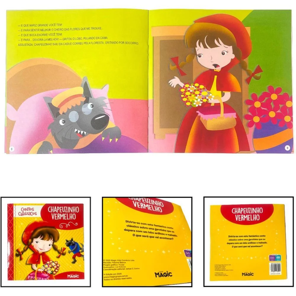 Livro Infantil Ilustrado Chapeuzinho Vermelho 12Pgs Magic Kids (Unidade) - imagem 5