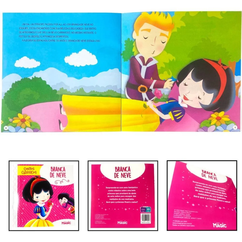Livro Infantil Ilustrado Branca De Neve 12Pgs 20X20Cm Magic Kids (Unidade) - imagem 2