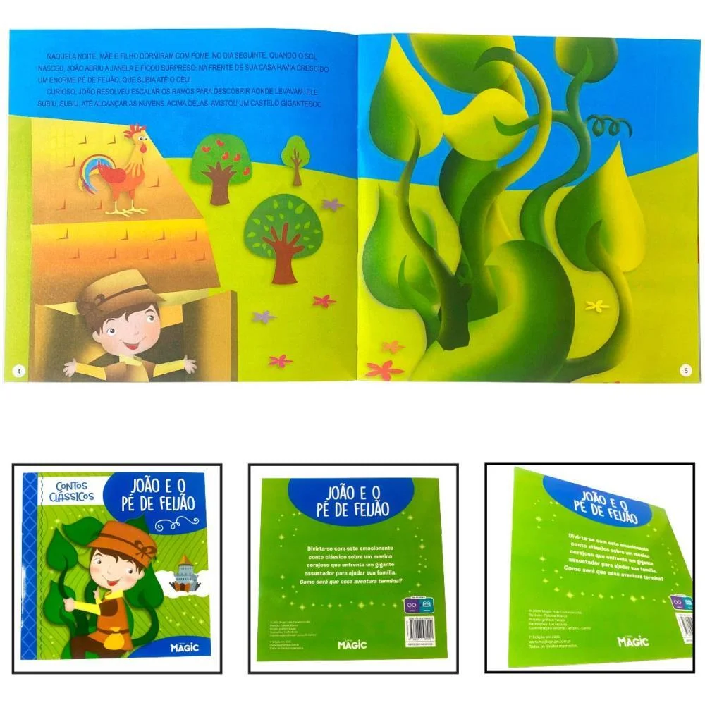 Livro Infantil Ilustrado Joao E O Pe De Feijao 12Pgs Magic Kids (Unidade) - imagem 2