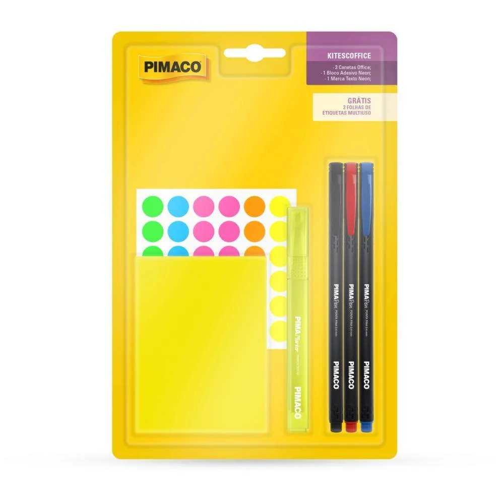 Kit Escolar Office Blo/Marc.t/C.az+Vm+Pt Pimaco (Kit) - imagem 3