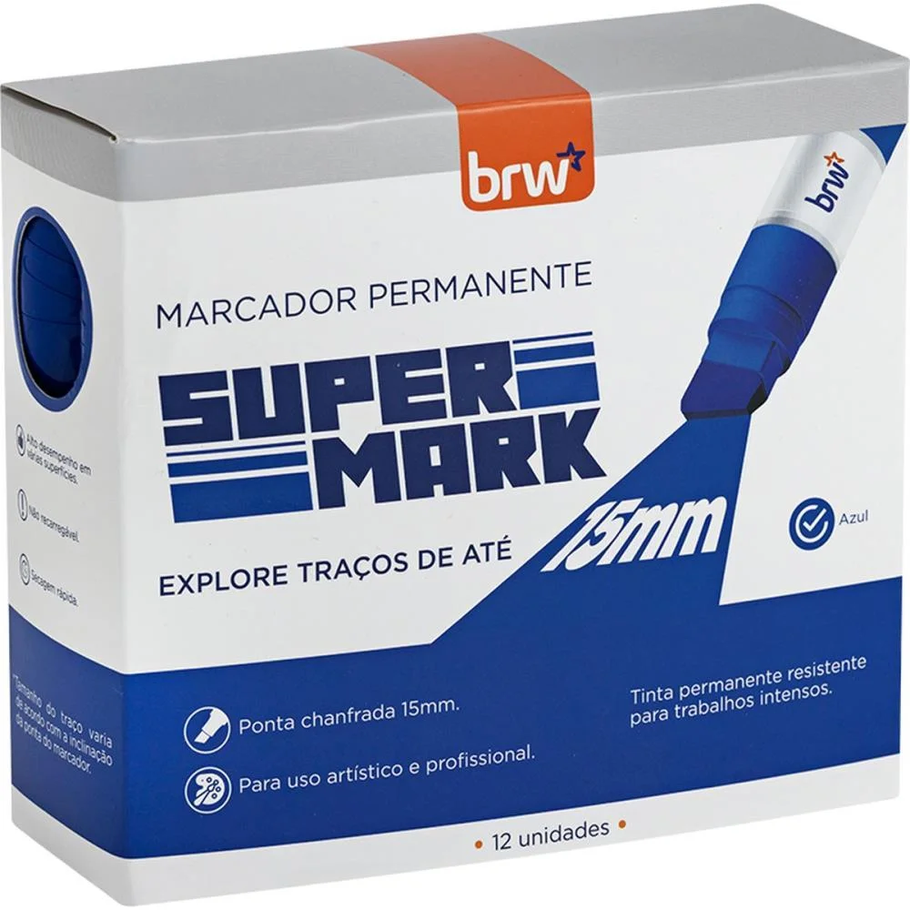 Pincel Marcador Permanente Supermark Azul Brw (Cx.c/12) - imagem 5