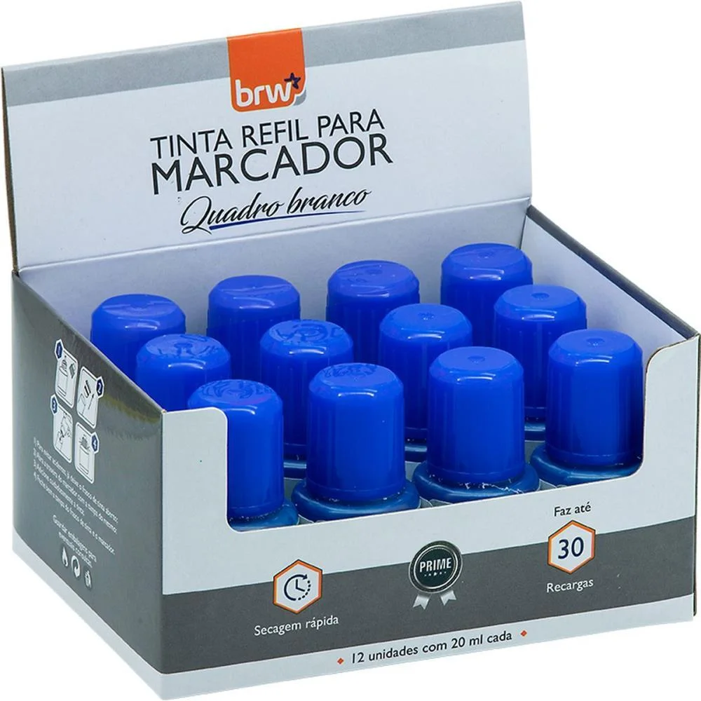 Tinta Marcador Quadro Branco 20Ml Azul Brw (Cx.c/12) - imagem 4