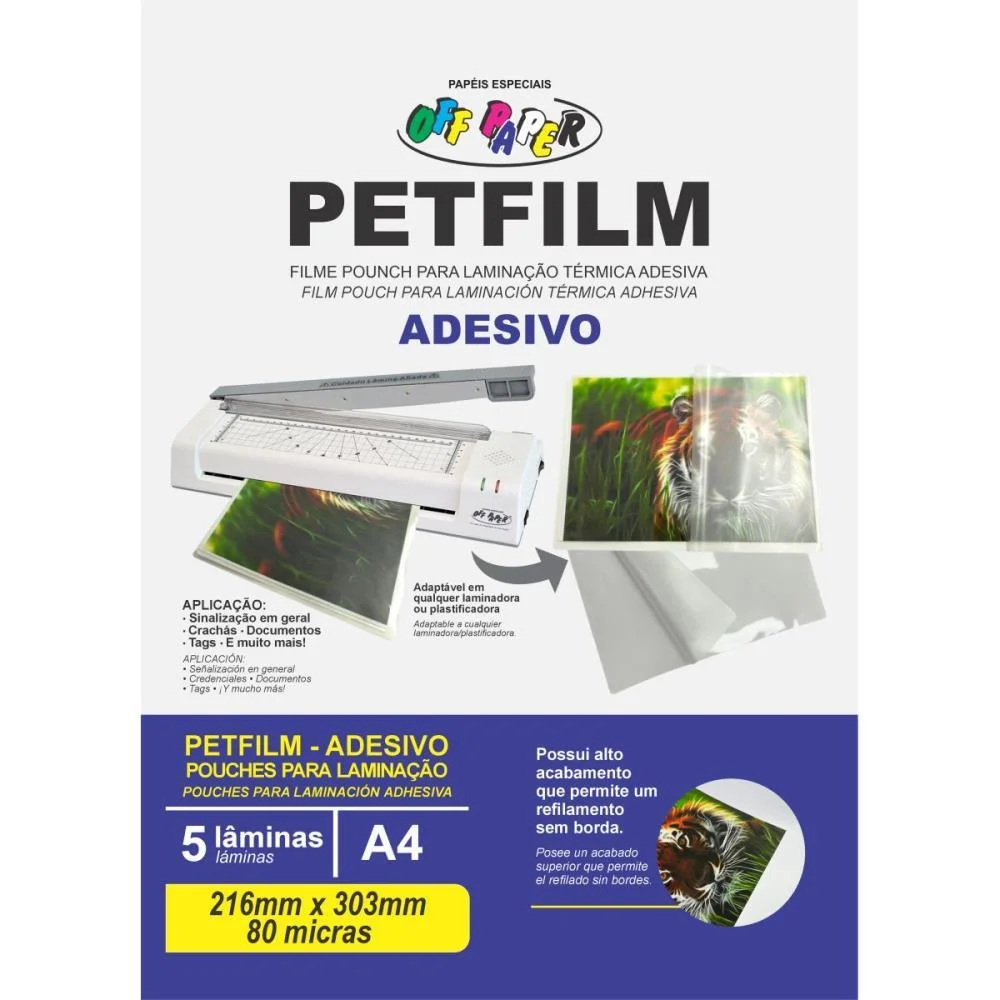 Plastico Para Plastificacao Petfilm Adesivo A4 216X303Mm 8 Off Paper (Pct.c/05) - imagem 5