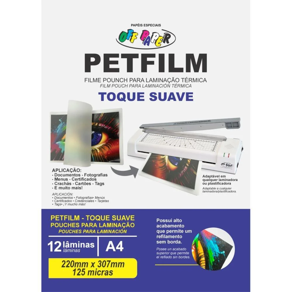 Plastico Para Plastificacao Petfilm Sem Adesivo 220X307Mm Off Paper (Pct.c/12) - imagem 2