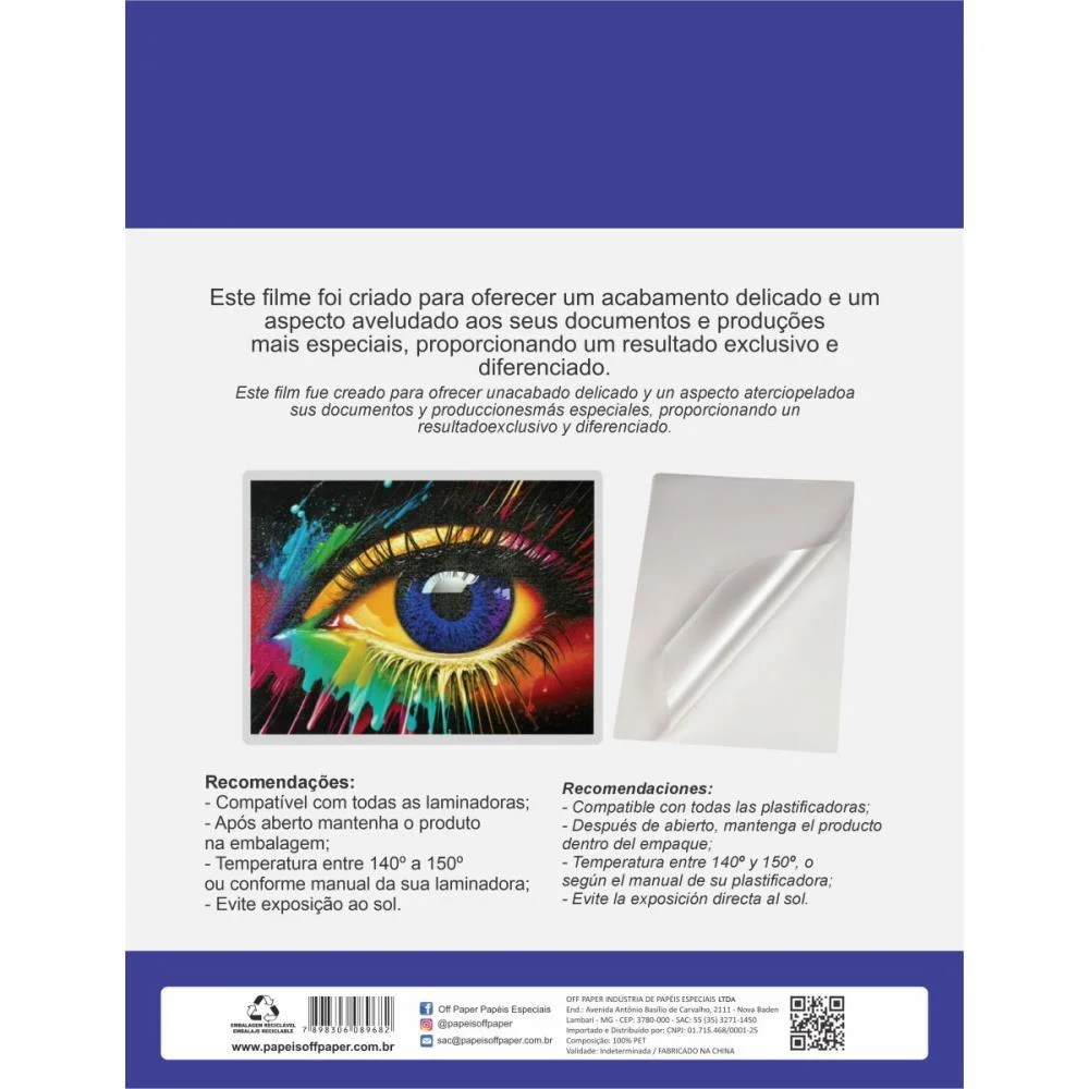 Plastico Para Plastificacao Petfilm Sem Adesivo 220X307Mm Off Paper (Pct.c/12) - imagem 3