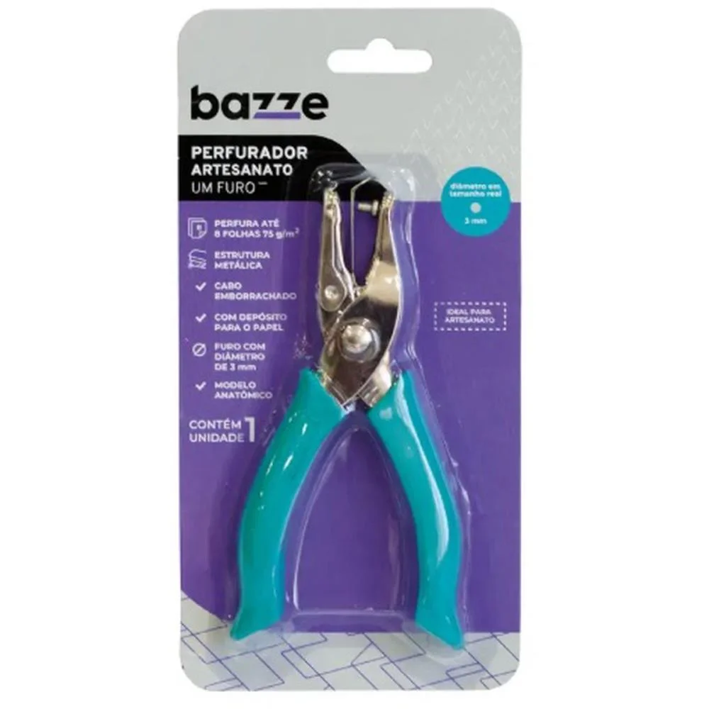 Perfurador De Papel 1 Furo Bazze Emborrachado P/8Fls Summit (Blister) - imagem 5