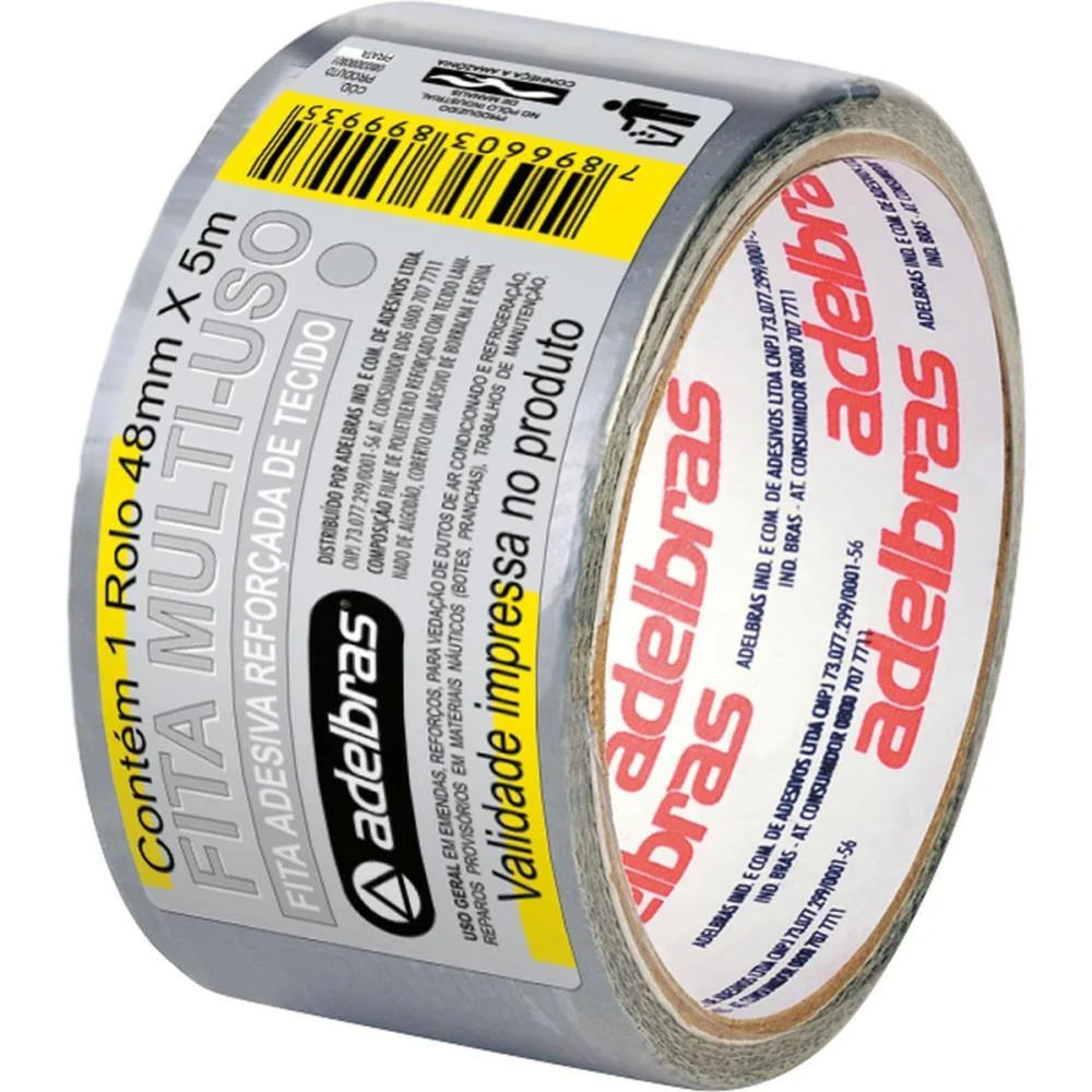 Fita De Alta Resistencia Silver Tape Cinza 48Mmx5M. Adelbras (Unidade) - imagem 3