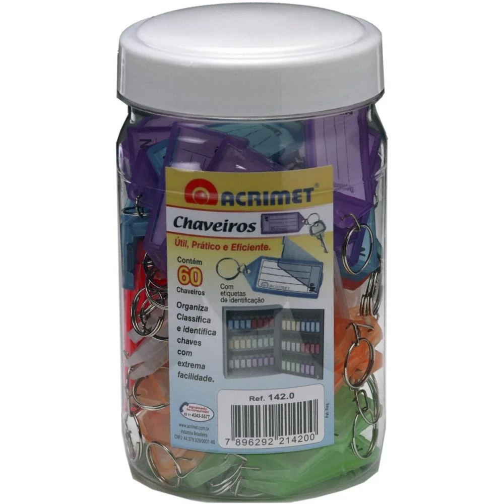 Chaveiro C/60 + 60 Etiquetas Cores Acrimet (Pote) - imagem 2