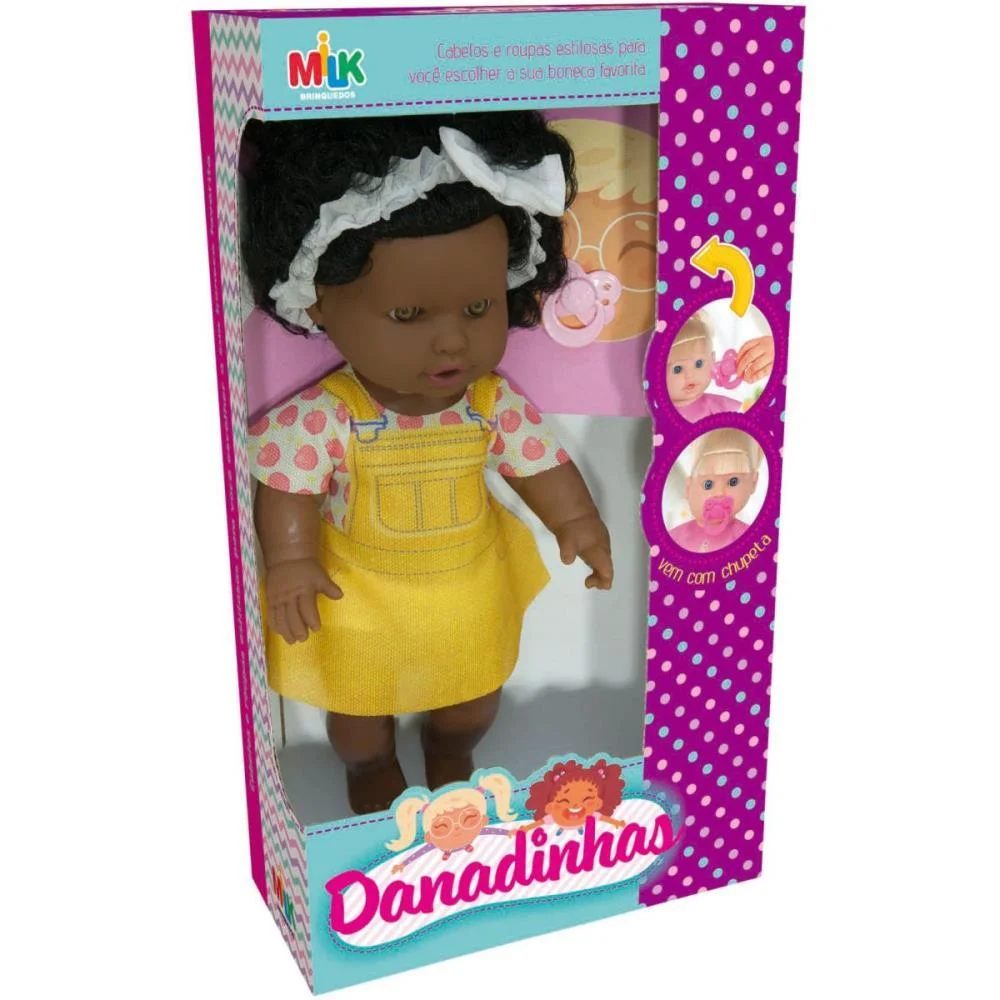 Boneca Danadinha Negra 33Cm Milk (Unidade) - imagem 2