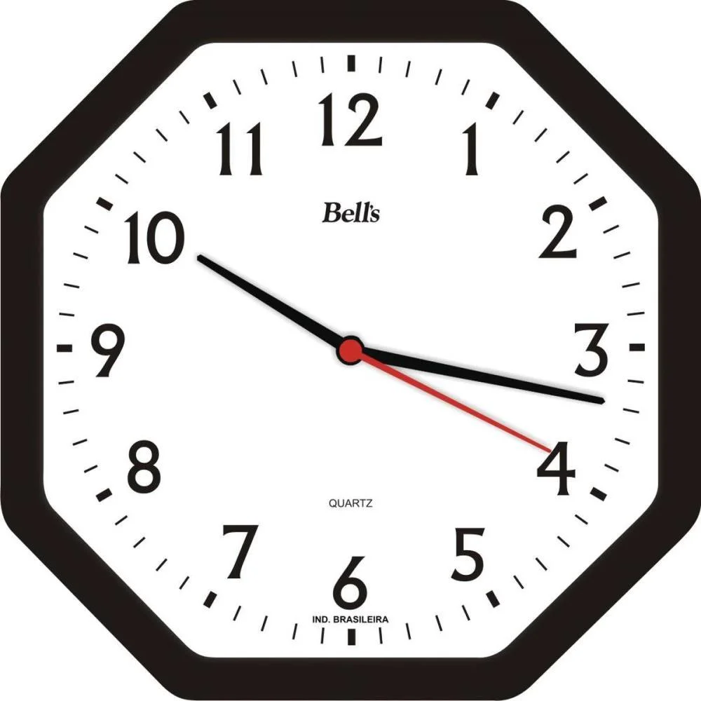 Relogio De Parede Oitavado Preto 22Cm. Bells (Unidade) - imagem 2