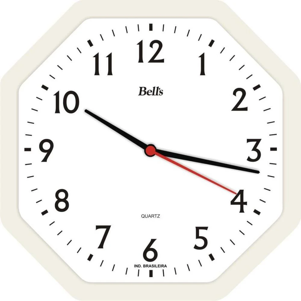 Relogio De Parede Oitavado Branco 22Cm Bells (Unidade) - imagem 2