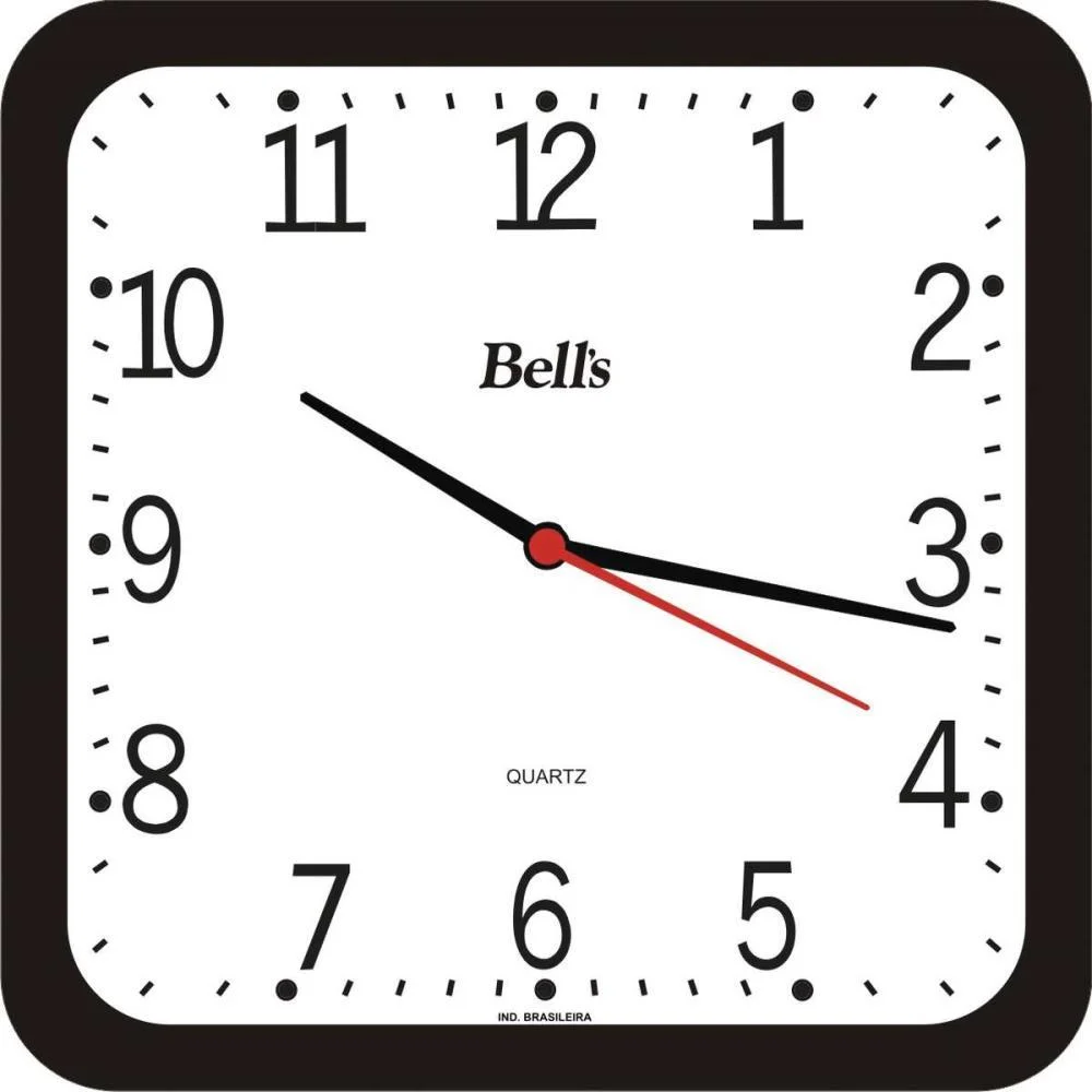 Relogio De Parede Quadrado Preto 21,3Cm. Bells (Unidade) - imagem 2