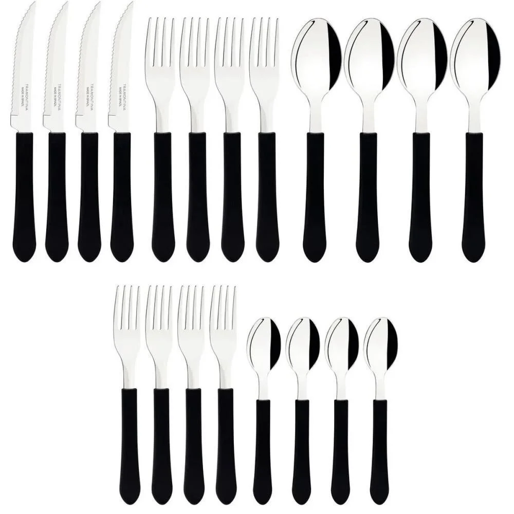 Talher Faqueiro Leme 20Pc Inox Preto Tramontina (Pote) - imagem 4