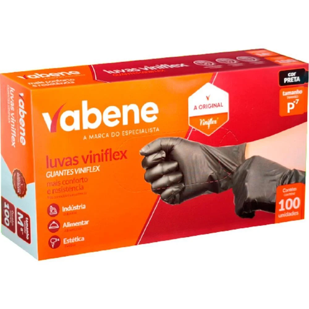 Luva Viniflex P Preta Vabene (Cx.c/100) - imagem 2